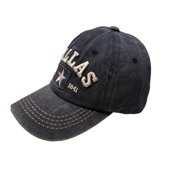DALLAS Est 1841 Navy Blue Hat White Embroidery Lettering and Star 100% Cotton - Picture 2 of 4